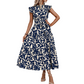 ⏳Limited-time 50% off⏰Women’s Summer Ruffled Flutter Sleeve Tie Waist Floral Midi Dress🌿👗