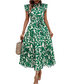 ⏳Limited-time 50% off⏰Women’s Summer Ruffled Flutter Sleeve Tie Waist Floral Midi Dress🌿👗