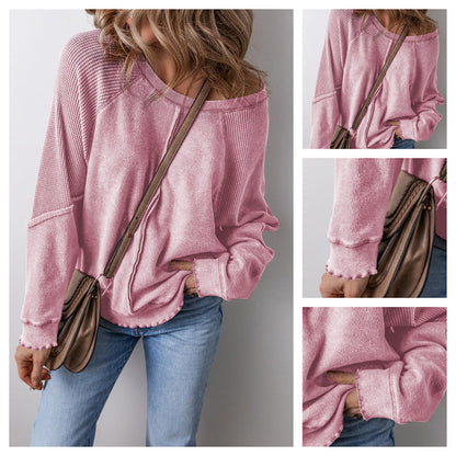 ⏳Limited-time 50% off⏰Women's Waffle Knit Long Sleeve Top👚