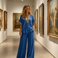 ⏳Limited-time 50% off⏰Women’s V-Neck Top and Wide Leg Trousers Set👚👖
