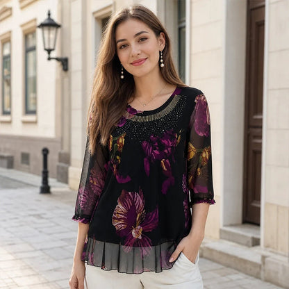 ⏳Limited-time 50% off⏰Women's Floral Print Chiffon Blouse🌸👚