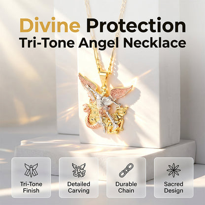⏳Limited-time 50% off⏰Tri-Tone Angel Guardian Pendant Necklace🪽📿