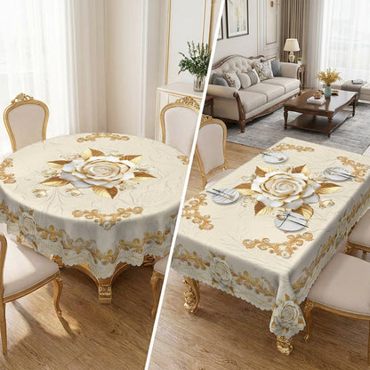 ⏳Limited-time 50% off⏰Waterproof Gold Rose Tablecloth🌸💛