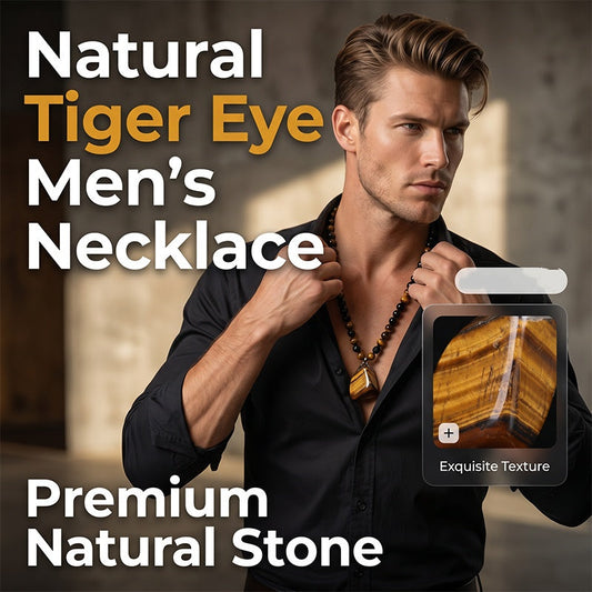 ⏳Limited-time 50% off⏰Men's Natural Tiger's‑Eye Beaded Necklace🦁📿