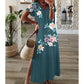 ⏳Limited-time 50% off⏰Women's V-Neck Floral Print Dress with Side Slit Hem👗