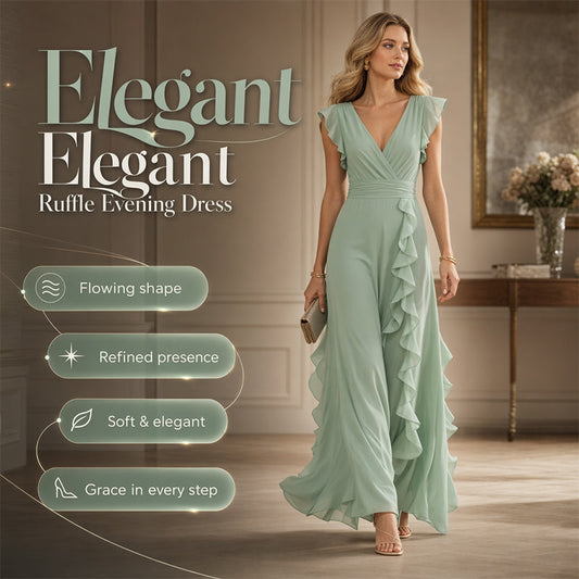 ⏳Limited-time 50% off⏰Women's V-Neck Ruffled Chiffon Maxi Dress👗