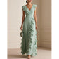 ⏳Limited-time 50% off⏰Women's V-Neck Ruffled Chiffon Maxi Dress👗