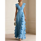 ⏳Limited-time 50% off⏰Women's V-Neck Ruffled Chiffon Maxi Dress👗