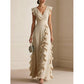⏳Limited-time 50% off⏰Women's V-Neck Ruffled Chiffon Maxi Dress👗