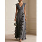 ⏳Limited-time 50% off⏰Women's V-Neck Ruffled Chiffon Maxi Dress👗