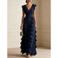 ⏳Limited-time 50% off⏰Women's V-Neck Ruffled Chiffon Maxi Dress👗