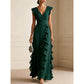 ⏳Limited-time 50% off⏰Women's V-Neck Ruffled Chiffon Maxi Dress👗