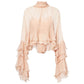 ⏳Limited-time 50% off⏰Sheer Mock Neck Blouse – Ruffled Sleeve Elegance👚🌸