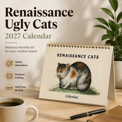 ⏳Limited-time 50% off⏰Funny 2027 Ugly Cats Wall Calendar😺📅