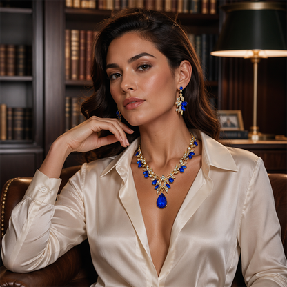 ⏳Limited-time 50% off⏰Sparkling Teardrop Pendant Necklace & Earrings Set💎 ✨