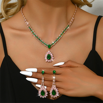 ⏳Limited-time 50% off⏰Zircon Jewelry Set Necklace & Drop Earrings for Women📿👂💎