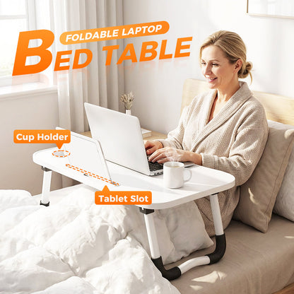 ⏳Limited-time 50% off⏰Foldable Laptop Bed Table with Cup Holder💻🛏️