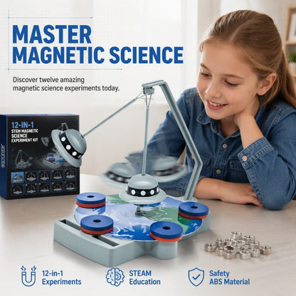 🧲 LIMITED TIME 50% OFF! 12-in-1 Magnet Science Experiment Kit – Educational Toy – Master Magnetic Science, Build a Maglev Train & Defy Gravity! ✨