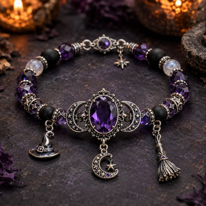 ⏳Limited-time 50% off⏰Gothic Purple Rhinestone Halloween Bracelet🔮💜