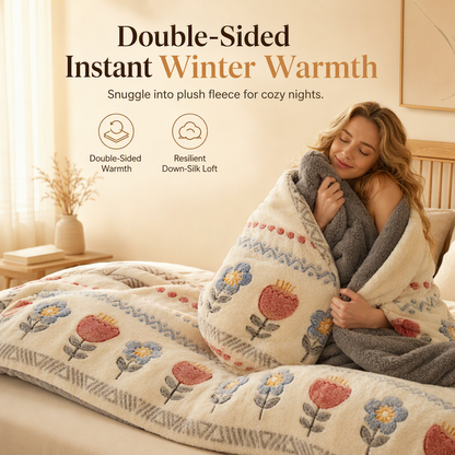 ⏳Limited-time 50% off⏰Double-Sided Sherpa Fleece Comforter – Thick Warm Winter Quilt with Soft Velvet Feel for Cozy Bedroom Bedding❄️🛌