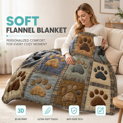 ⏳Limited-time 50% off⏰Cute Paw Print Soft Flannel Blanket – Snuggly, Warm, Lovely Home Decor🐶🛌