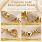 ⏳Limited-time 50% off⏰Gold Plated Heart Shaped Rhinestone Jewelry 4-Piece Set with Necklace Earrings Bracelet and Ring💎❤️