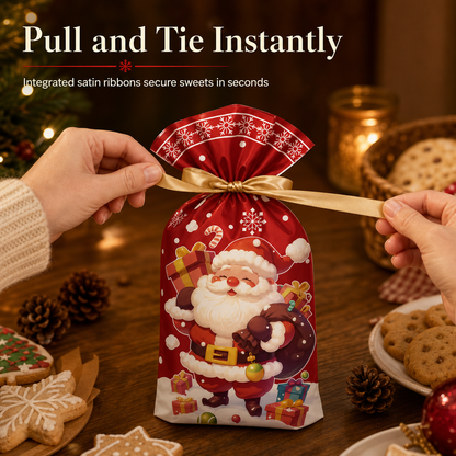 ⏳Limited-time 50% off⏰Christmas Drawstring Gift Bags with Ribbon (50 Pcs)🎄🎁