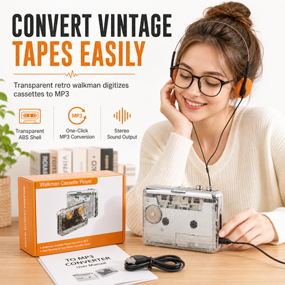 📼 50% OFF NOW! 🔄 Transparent Cassette Player – Tape to MP3 Converter, Type-C & Hi-Fi Stereo – Nostalgia Meets Modern Tech 🎵
