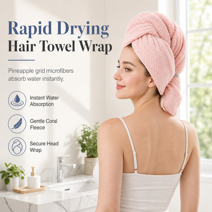 ⏳Limited-time 50% off⏰Coral Fleece Hair Drying Towel for Women (60x100cm) | Absorbent Quick Drying Head Wrap Turban♨️