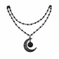 ⏳Limited-time 50% off⏰Gothic Dark Crystal Beaded Chain Necklace with Hollow Out Moon Alloy Pendant🖤🌙