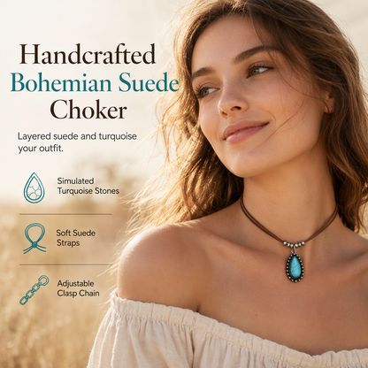 ⏳Limited-time 50% off⏰Vintage Bohemian Style Suede Layering Necklace for Women with Dragonfly or Waterdrop Pendant🦋📿