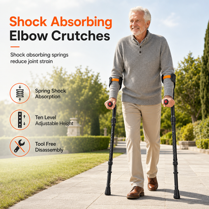 ⏳Limited-time 50% off⏰Folding Forearm Crutches – Shock-Absorbing Spring System, Reinforced Aluminum Shaft & Slip-Resistant Rubber Feet – Comfortable Mobility Aid for Fracture Rehabilitation 🦯🚶