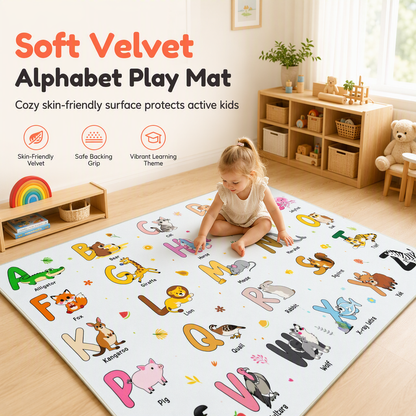 ⏳Limited-time 50% off⏰Skin Friendly Crystal Velvet Cartoon Kids Area Rug Durable Bedside Floor Mat for Living Room and Childrens Room🛋️🔠
