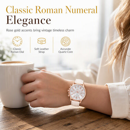 ⏳Limited-time 50% off⏰Simple Women's Quartz Watch with Leather Strap and Three-Eye Dial🌸⌚