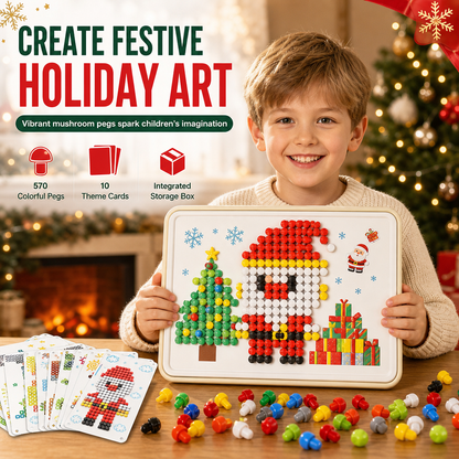 ⏳Limited-time 50% off⏰Kids Christmas 3D Mushroom Nail Pegboard Toy Set