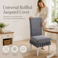 Stretch Jacquard Dining Chair Cover Thickened Full Coverage Straight Back Slipcover Cat Scratch Resistant and Durable