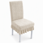 Stretch Jacquard Dining Chair Cover Thickened Full Coverage Straight Back Slipcover Cat Scratch Resistant and Durable
