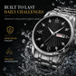 Men's Fashion Watch with Day Date Display Waterproof Luminous Hands and Alloy Steel Band