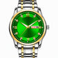 Men's Fashion Watch with Day Date Display Waterproof Luminous Hands and Alloy Steel Band