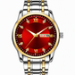Men's Fashion Watch with Day Date Display Waterproof Luminous Hands and Alloy Steel Band