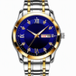 Men's Fashion Watch with Day Date Display Waterproof Luminous Hands and Alloy Steel Band