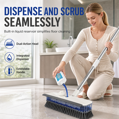 🧹✨ 3-in-1 Liquid Dispensing Floor Brush – 50% OFF! Scrub, scrape, squeegee & tweezers, long handle, stiff bristles – deep clean any floor. 💪