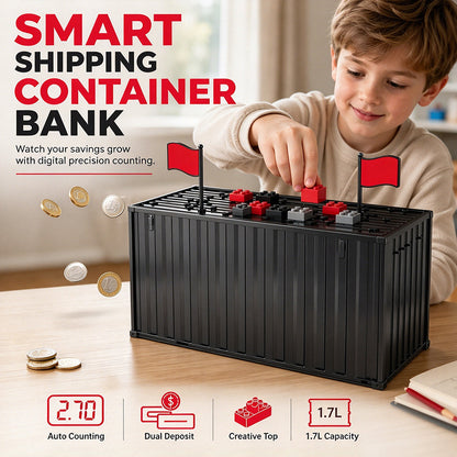 ⏳Limited-time 50% off⏰Digital Coin Savings Jar Shipping Container Shaped Piggy Bank with Automatic Coin Counting for USD EUR GBP Coins Battery Operated Money Bank🗳️💷