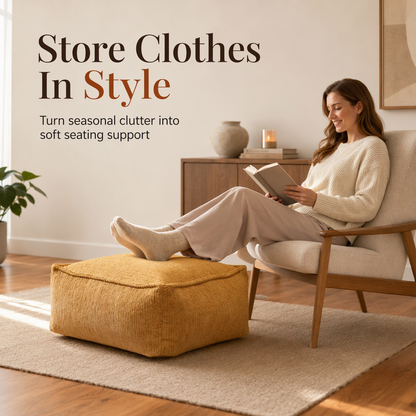 ⏳Limited-time 50% off⏰Storage Stool Cover: Fill with Clothes, Wide Zipper, Washable, 45x45x23cm🧺🛋️