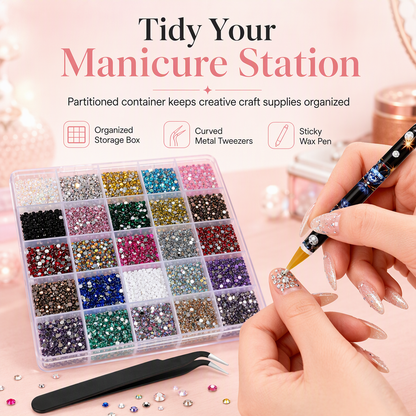 ⏳Limited-time 50% off⏰24-Grid Nail Art Rhinestone Set💅💎