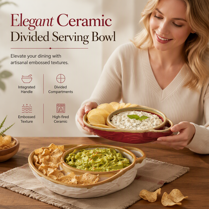 ⏳Limited-time 50% off⏰Oven-Safe Ceramic Soup & Side Bowl – Divided Serving Dish with Handle🐚🥣