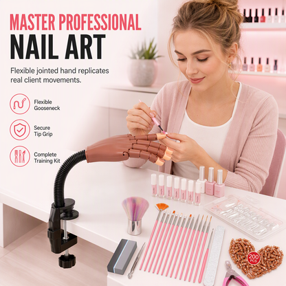 ⏳Limited-time 50% off⏰Professional 15 Piece Nail Art Practice Hand and Tool Kit for Training and Salon💅