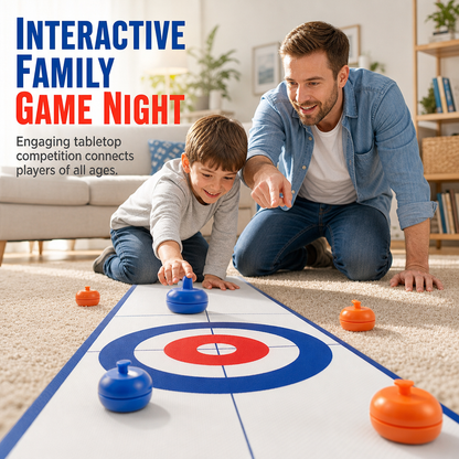 ⏳Limited-time 50% off⏰Tabletop Mini Curling Game Set with Roll Up Mat and Plastic Curling Stones Interactive Indoor Board Game for Kids and Adults🏒