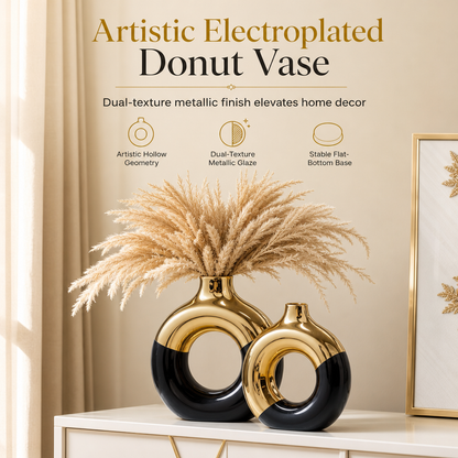 ⏳Limited-time 50% off⏰Modern Ceramic Flower Vase with Gold Accents for Tabletop Floral Arrangement and Home Decor💐🏺