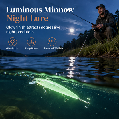 ⏳Limited-time 50% off⏰Luminous Minnow Hard Bait Artificial Lure for Night Fishing (7cm)🎣🌙✨